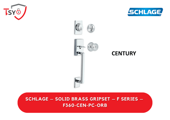 Schlage Solid Brass Gripset Schlage Solid Brass Gripset (F360-CEN-PC-ORB) - TSY Locksmith Selangor & Kuala Lumpur