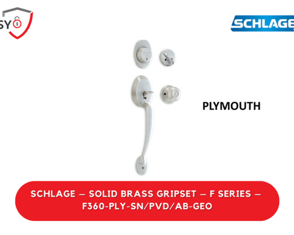 Schlage – Solid Brass Gripset – F Series – F360-PLY-SN/PVD/AB-GEO
