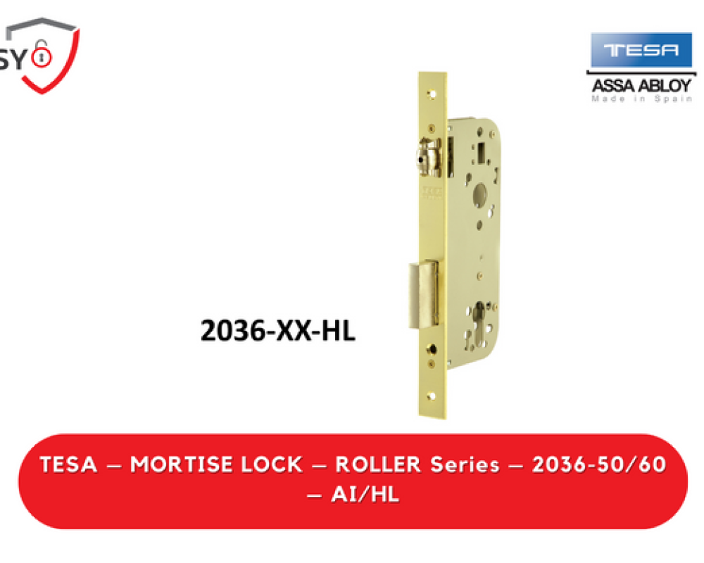 Tesa – Mortise Lock – Roller Series – 2036-50/60 – AI/HL